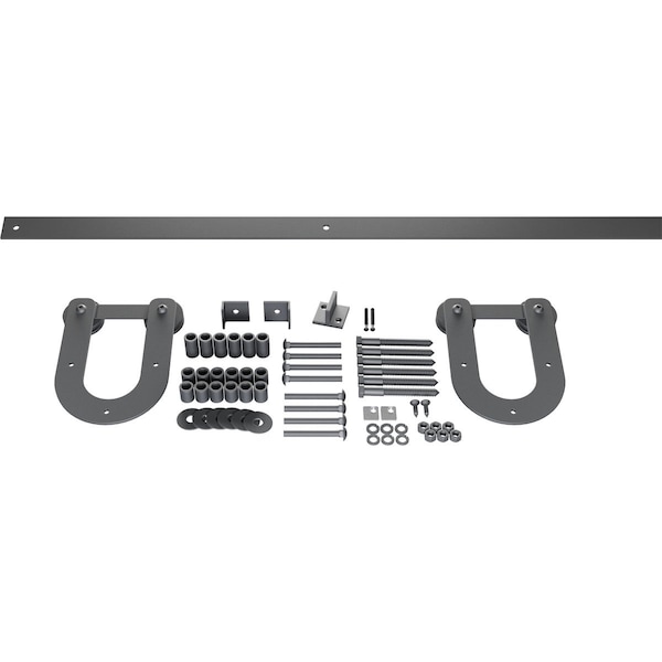 Ekena Millwork Economy Horseshoe Barn Door Hardware Set w/ 7' Track & Silent Rollers for 1 3/8" to 1 3/4" Doors GB6008H27M - main